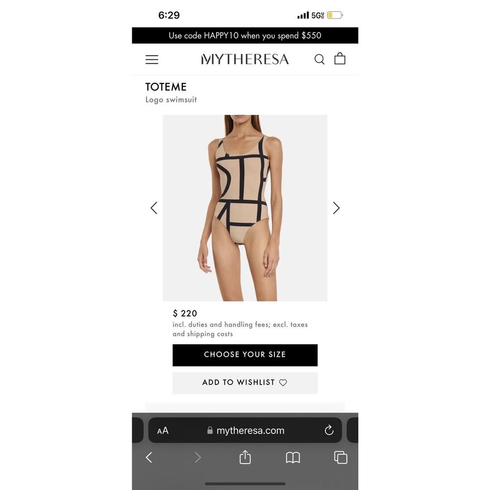 Toteme Nude Logo Swimsuit L Large Made In Portugal